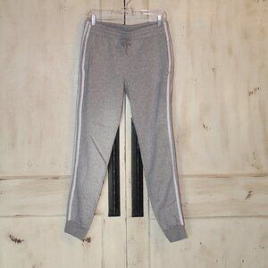 adidas light gray women's 3-Stripe cotton fleece sweatpant jogger with pockets S